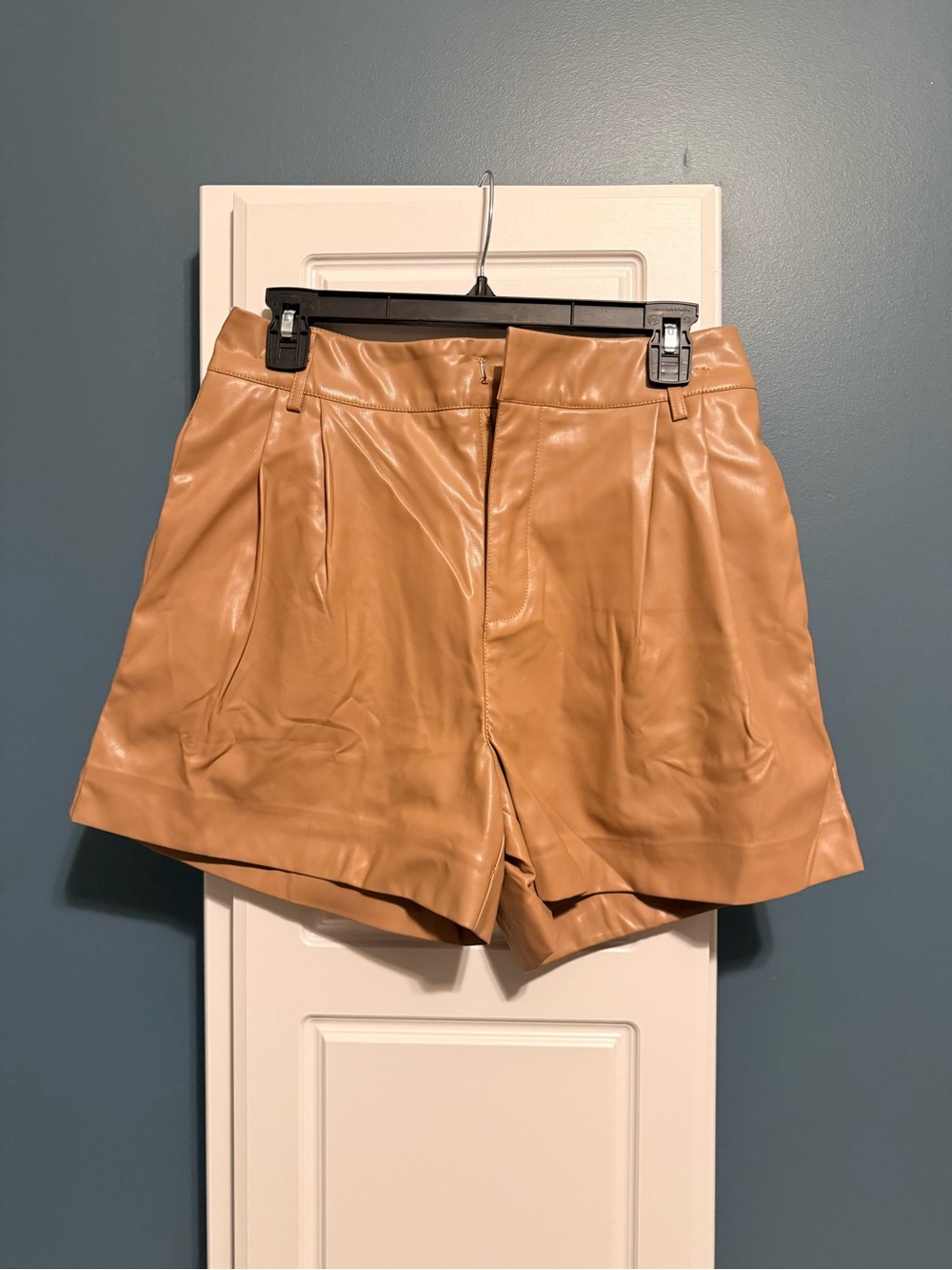 Entro Camel Faux Leather High-Waist Shorts